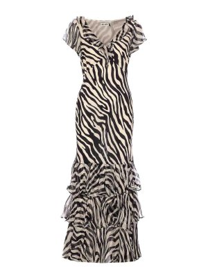 RIXO: knee length dresses - Black And White Amelle Dress