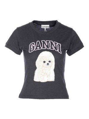GANNI: T-shirts - T-Shirt - Gris