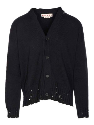Heliot Emil Distressed cardigan - Black - Men | HEM07048BLK01