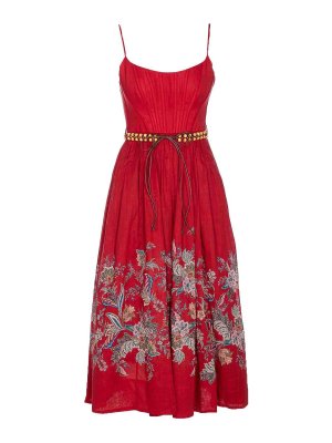 ZIMMERMANN: knee length dresses - Red Rhianna Corset Dress