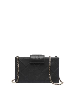 TORY BURCH: wallets & purses - Black Mini Fleming Chain Wallet