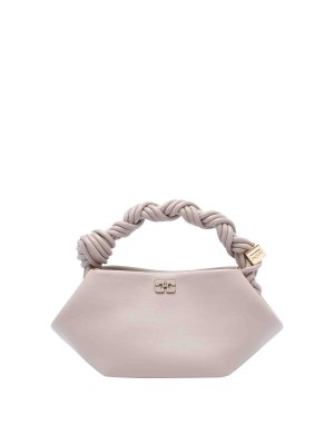 GANNI: shopper - Borsetta mini bou grigio di ostrica
