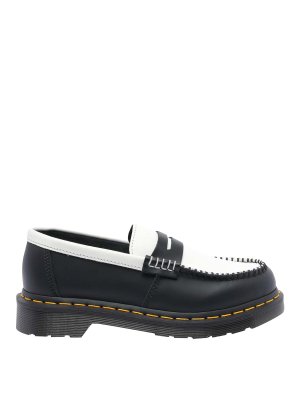 DR. MARTENS: Loafers & Slippers - Black And White Penton Loafers