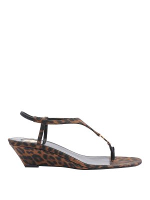 SAINT LAURENT: espadrilles - Cassandra In Leopard Grosgrain Wedges