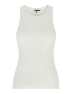 GANNI: Tops y camisetas sin mangas - Top - Blanco