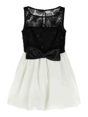 Self Portrait: short dresses - Black And White Tulle Mini Dress