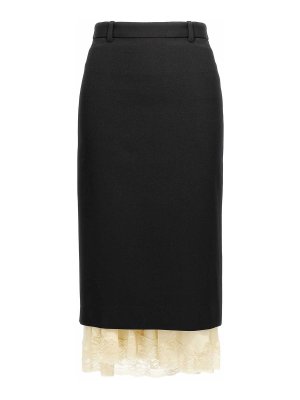 スカート BALENCIAGA Women Skirts 814144 BLACK BALENCIAGA | Shiny Grained Leather A-line Skirt | Women