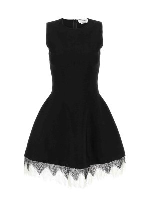 【24SS NEW】Alexander mcqueen/ サテンツイル ドレス / Black Alexander Mcqueen knee length dresses for women's Black 2025