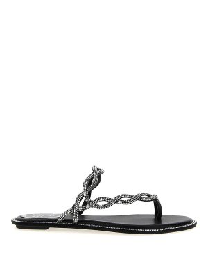 サンダル・ミュール ALEXANDER WANG NIA BALLCHAIN FLAT SANDALS Alexander Wang Nia Ballchain Flat Sandals - Black | 30325S005001