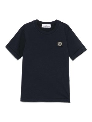Stone Island Junior: T-shirts - T-Shirt - Bleu Foncé
