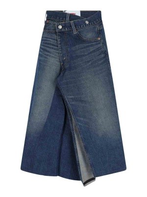 JUNYA WATANABE: Knee length skirts & Midi - X Levis Strauss Gonna Midi In Denim Logo