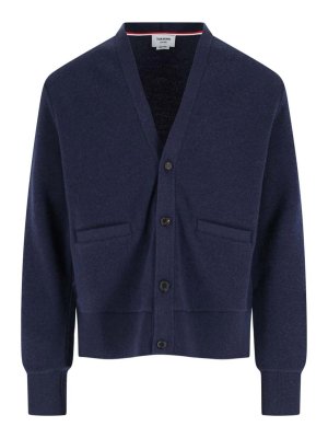 THOM BROWNE: cardigans - Silk wool and cashmere cardigan