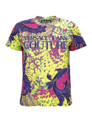 Versace Jeans Couture: Tシャツ - ブーツカットジーンズ - マルチカラー