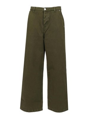 AMI PARIS: bootcut jeans - Dark Green Cotton Jeans