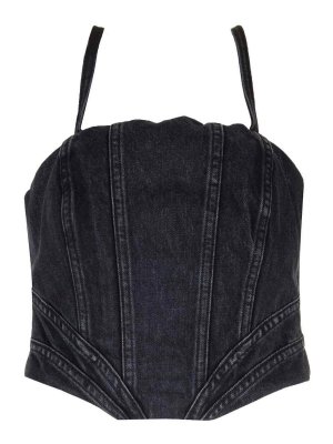 AMI PARIS: Tops & Tank tops - Faded Black Denim Corset