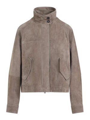BRUNELLO CUCINELLI: レザージャケット - レザージャケット - ブラウン