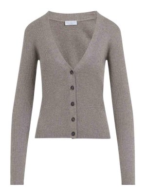 BRUNELLO CUCINELLI: カーディガン - カーディガン - ブラウン