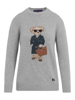 RALPH LAUREN: Strickpullover mit Rundhalsausschnitt - Rundhalspullover - Grau