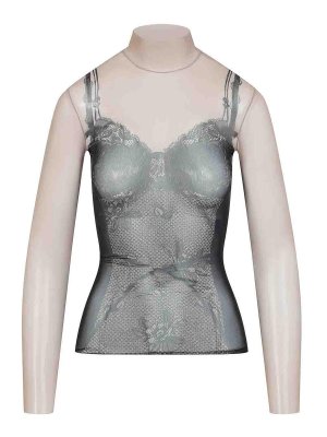BALENCIAGA: Tops & Tank tops - Trompe Oeil Lingerie Top