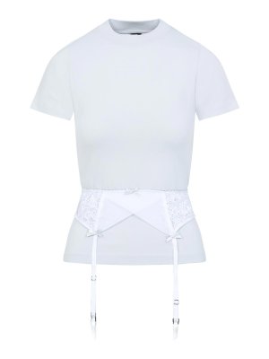 Tシャツ・カットソー Rabanne SS25 Rabanne Cotton T-shirt (25PJTE005CO0494 P100) Rabanne Gathered Cotton T-shirt | White | FARFETCH
