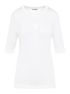 JIL SANDER: t-shirts - Flower Crochet T-Shirt