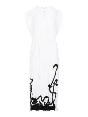 LANVIN: knee length dresses - Sleeveless Pleated Midi Dress