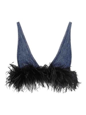 MIU MIU: Tops & Tank tops - Cotton Top With Feathers