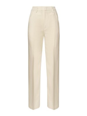 DONDUP: casual trousers - Reina Trousers In Viscose And Linen Twill