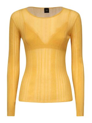 Pinko: crew necks - Semi-Sheer Ribbed Sweater