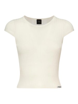 Pinko: Suéteres con cuello pico - Suéter Cuello Redondo - Blanco