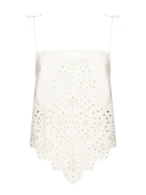 Self Portrait: Top e canotte - Top ricamato in cotone