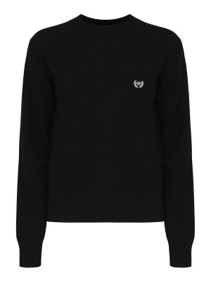 BALENCIAGA: Strickpullover mit Rundhalsausschnitt - Rundhalspullover - Schwarz