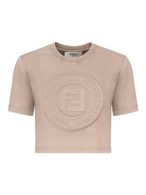 FENDI: t-shirts - Cropped T-Shirt With Logo
