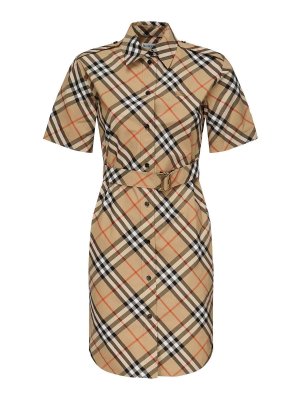 オールインワン・サロペット Burberry Shirt Dress With Diagonal Plaid Pattern Burberry Vintage-check Cotton Shirt Dress | Neutrals | FARFETCH