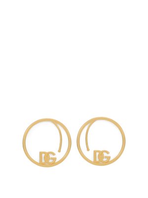 DOLCE & GABBANA: Orecchini - Orecchini a cerchio DG logo