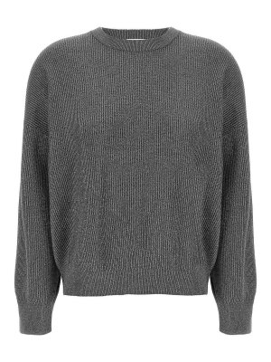 BRUNELLO CUCINELLI: Strickpullover mit Rundhalsausschnitt - Rundhalspullover - Grau