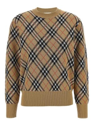 BURBERRY: Strickpullover mit Rundhalsausschnitt - Rundhalspullover - Beige