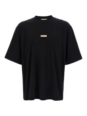 【関税＆送料込み】Marni Black Cotton T-Shirt Black cotton long-sleeved T-shirt with Marni print | Marni