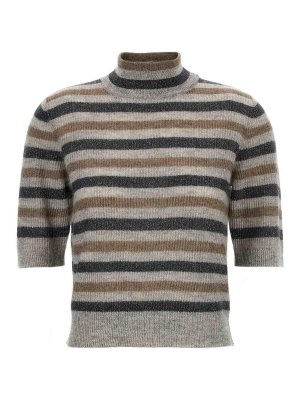 BRUNELLO CUCINELLI: cardigans - Lurex Wool Cropped Sweater