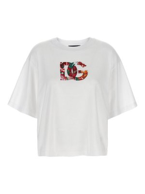DOLCE & GABBANA: t-shirts - Floral Logo T-Shirt