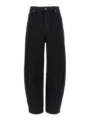 Self Portrait: bootcut jeans - Black Barrel Leg Jeans