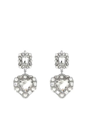 Self Portrait: Earrings - Crystal Pearl Tiered Heart Earrings