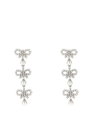 Self Portrait: Earrings - Micro Bow Pearl Tiered Earrings