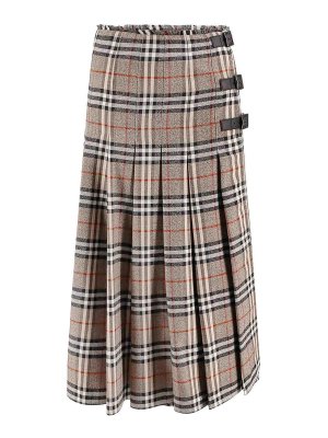 BURBERRY: Long skirts - Long wool skirt with check check