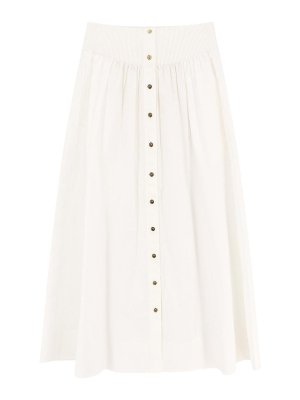 TORY BURCH: mini skirts - Cotton skirt with logoed buttons