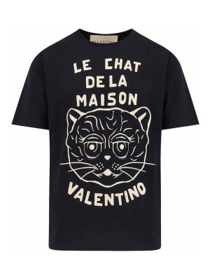 VALENTINO: t-shirts - T-Shirt In Cotone Le Chat De La Maison
