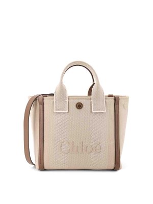 【関税&送料込】Chloe Sand Canvas Carry Shoulder Bag Chloe Small Undone Straps Canvas Sand Woody Tote Bag