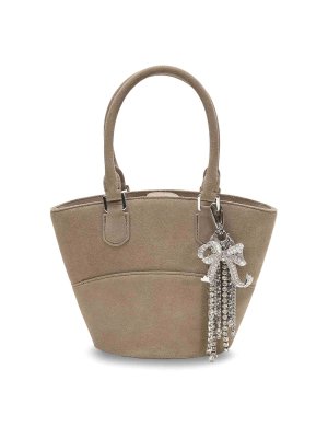 Self Portrait: cross body bags - Suede shoulder bag with charms