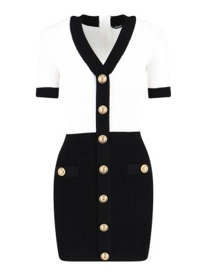 Balmain: short dresses - Mini dress with decorative buttons