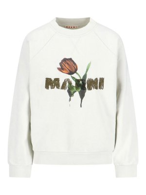 Marni: Sweatshirts & Sweaters - Logo crewshot sweatshirt